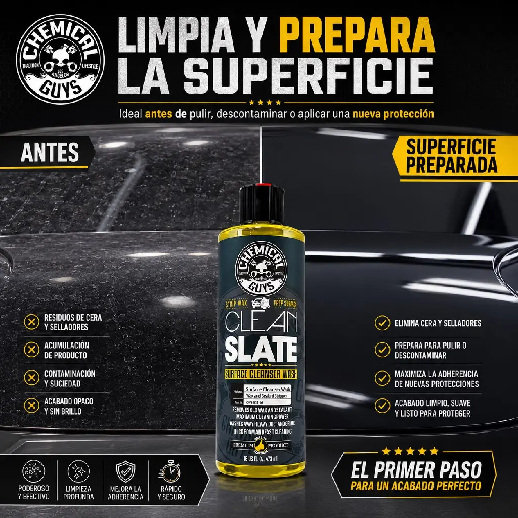 Shampoo Chemical Guys Auto Removedor Cera Clean Slate 473 Ml