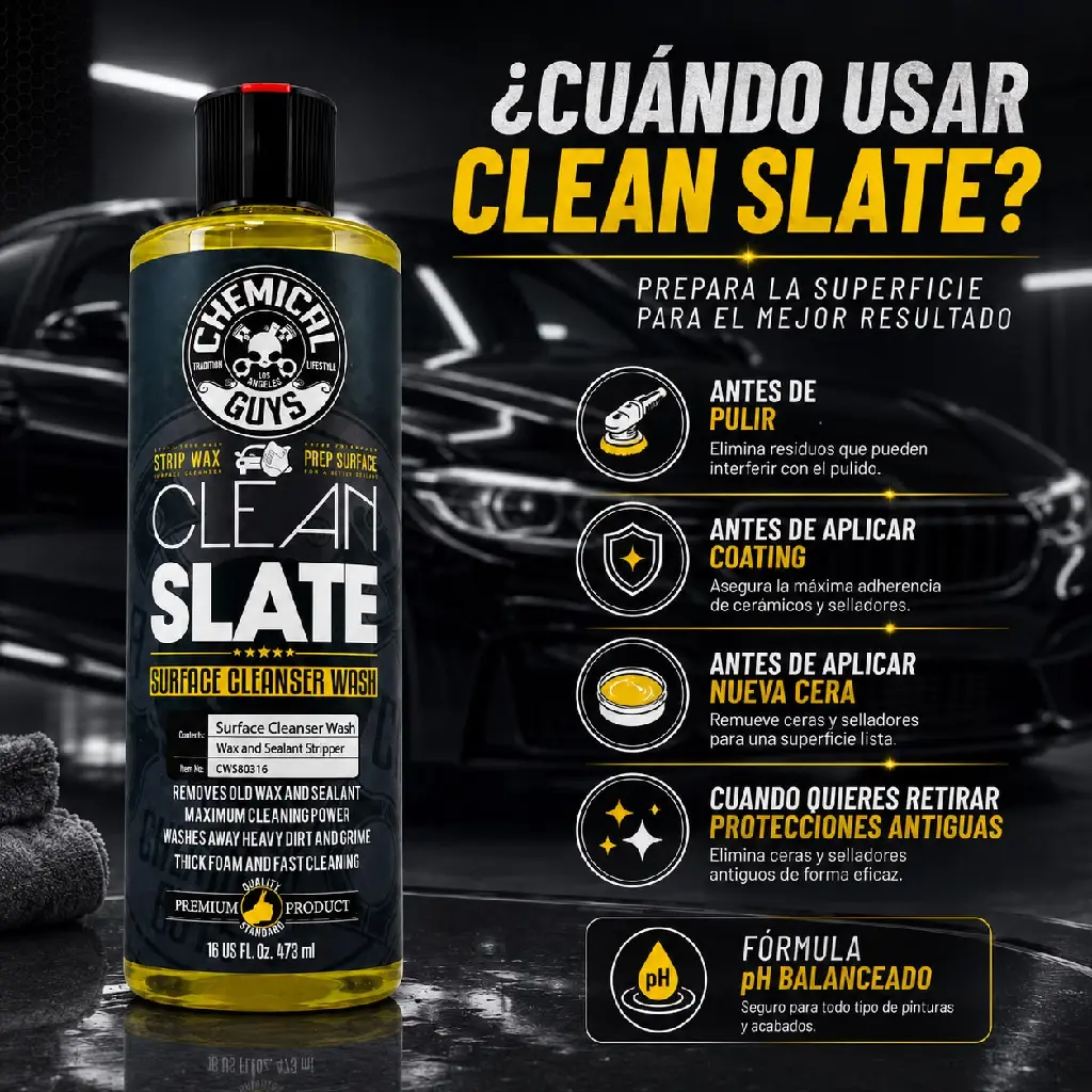 Shampoo Chemical Guys Auto Removedor Cera Clean Slate 473 Ml