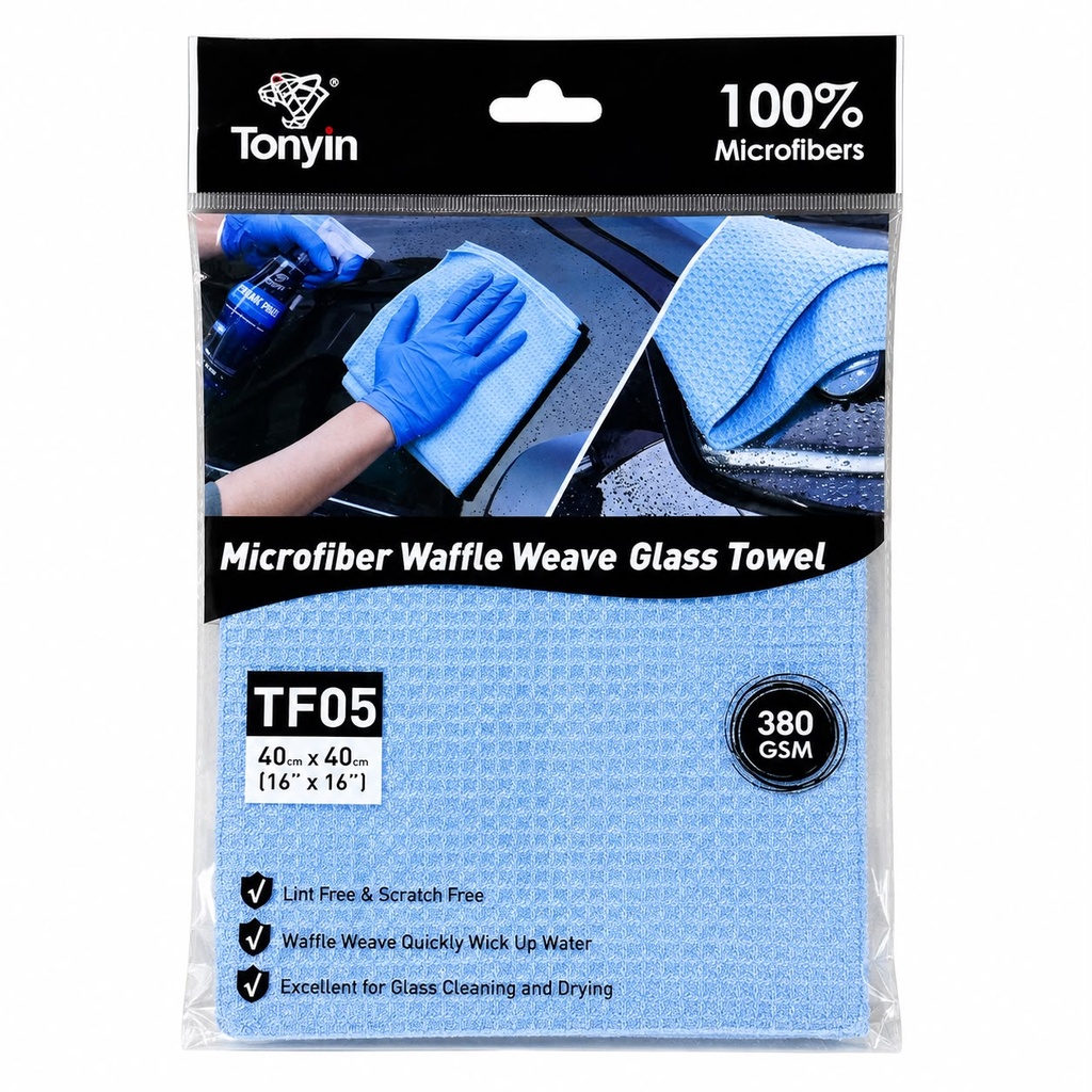 Toalla para Vidrios Tonyin TF05 40 × 40 cm 380 GSM Azul Claro